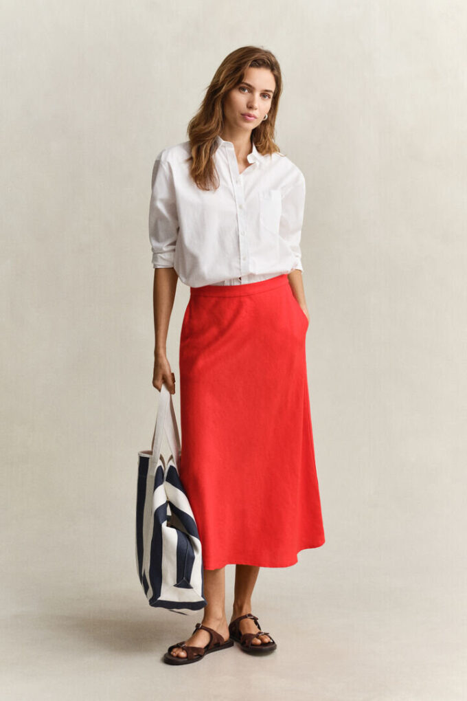 Flared Linen Blend Skirt Flared Linen Blend Skirt