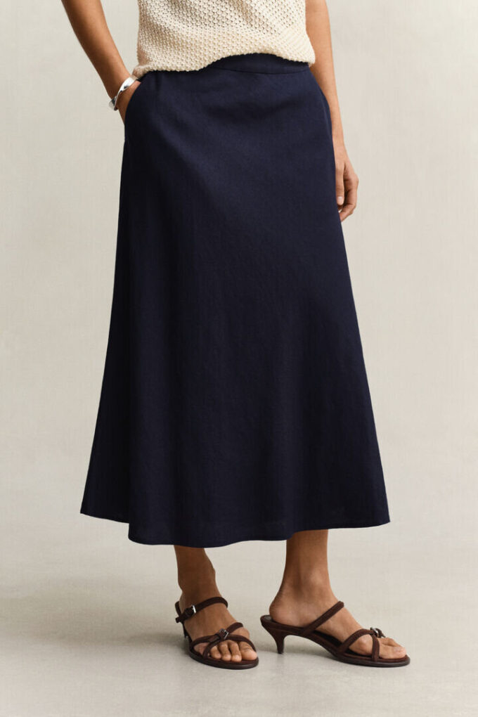 Flared Linen Blend Skirt Flared Linen Blend Skirt