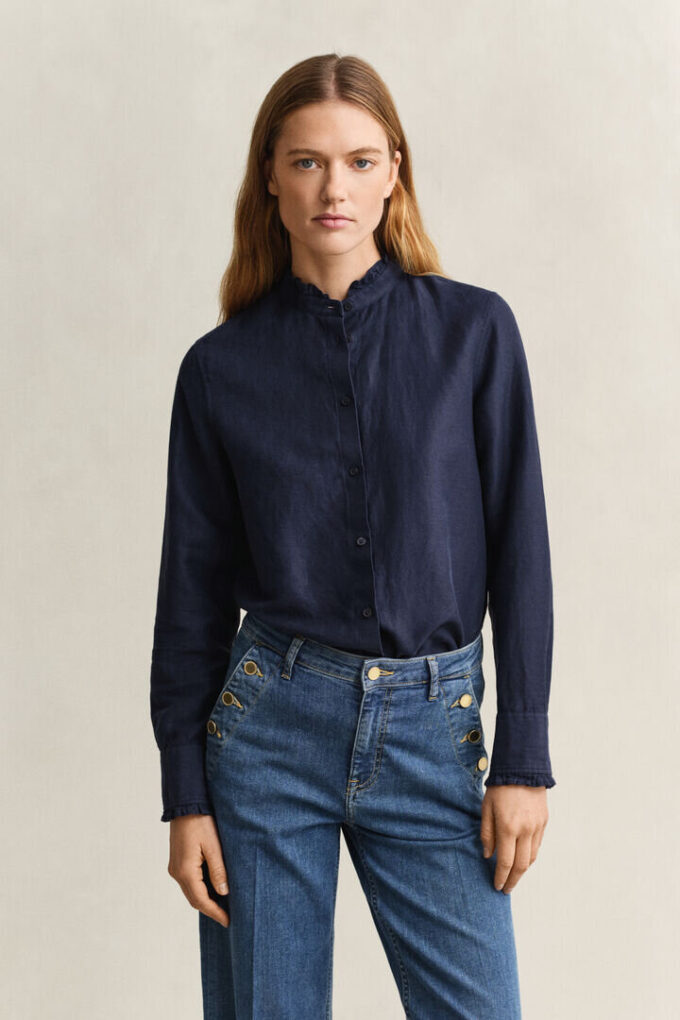 Frilly Linen Blend Blouse Frilly Linen Blend Blouse