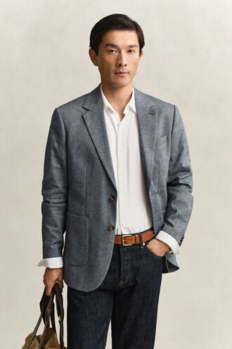 Indigo Herringbone Suit Jacket