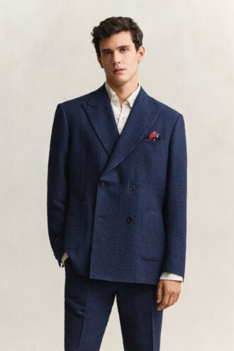 Indigo Seersucker Suit Jacket