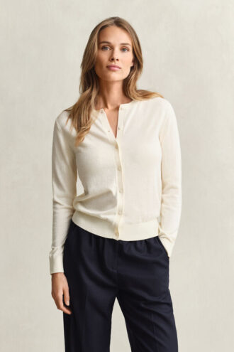 Lightweight Knit Crew Neck Cardigan