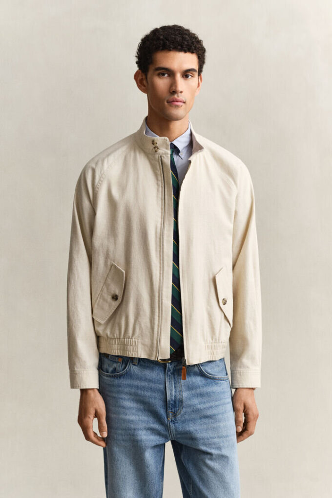 Linen Blend Harrington Jacket Linen Blend Harrington Jacket