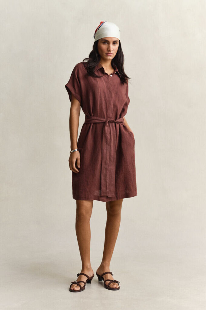 Linen Cap Sleeve Shirt Dress Linen Cap Sleeve Shirt Dress