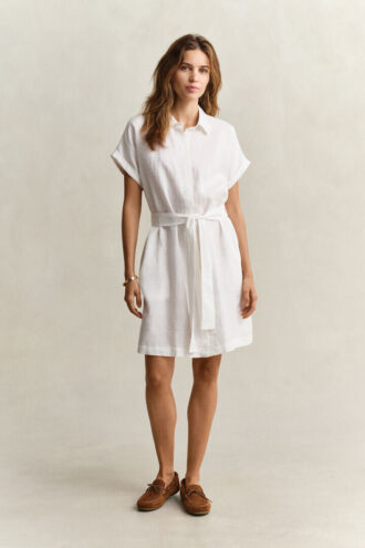 Linen Cap Sleeve Shirt Dress