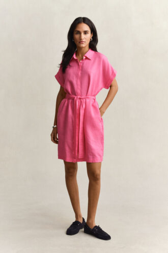 Linen Cap Sleeve Shirt Dress Linen Cap Sleeve Shirt Dress