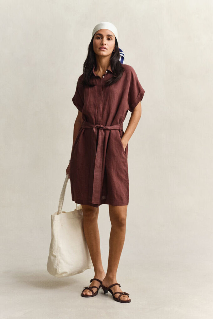 Linen Cap Sleeve Shirt Dress Linen Cap Sleeve Shirt Dress