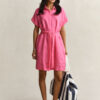 Linen Cap Sleeve Shirt Dress