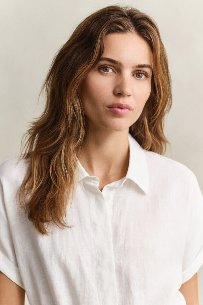 Linen Cap Sleeve Shirt Dress Linen Cap Sleeve Shirt Dress