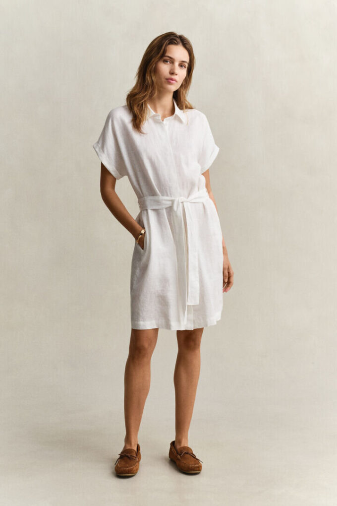 Linen Cap Sleeve Shirt Dress Linen Cap Sleeve Shirt Dress