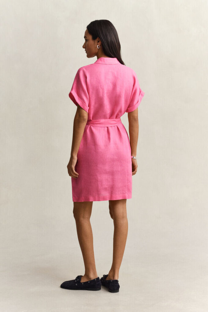 Linen Cap Sleeve Shirt Dress