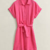 Linen Cap Sleeve Shirt Dress