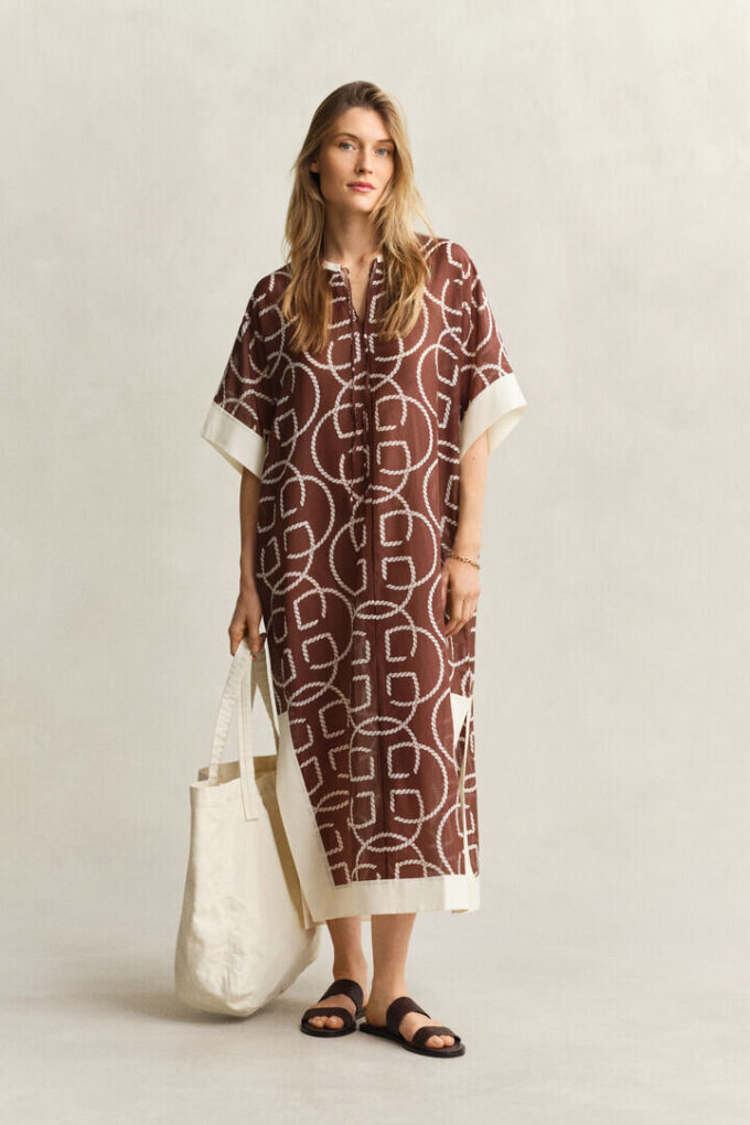 Monogram Cotton Silk Caftan Monogram Cotton Silk Caftan