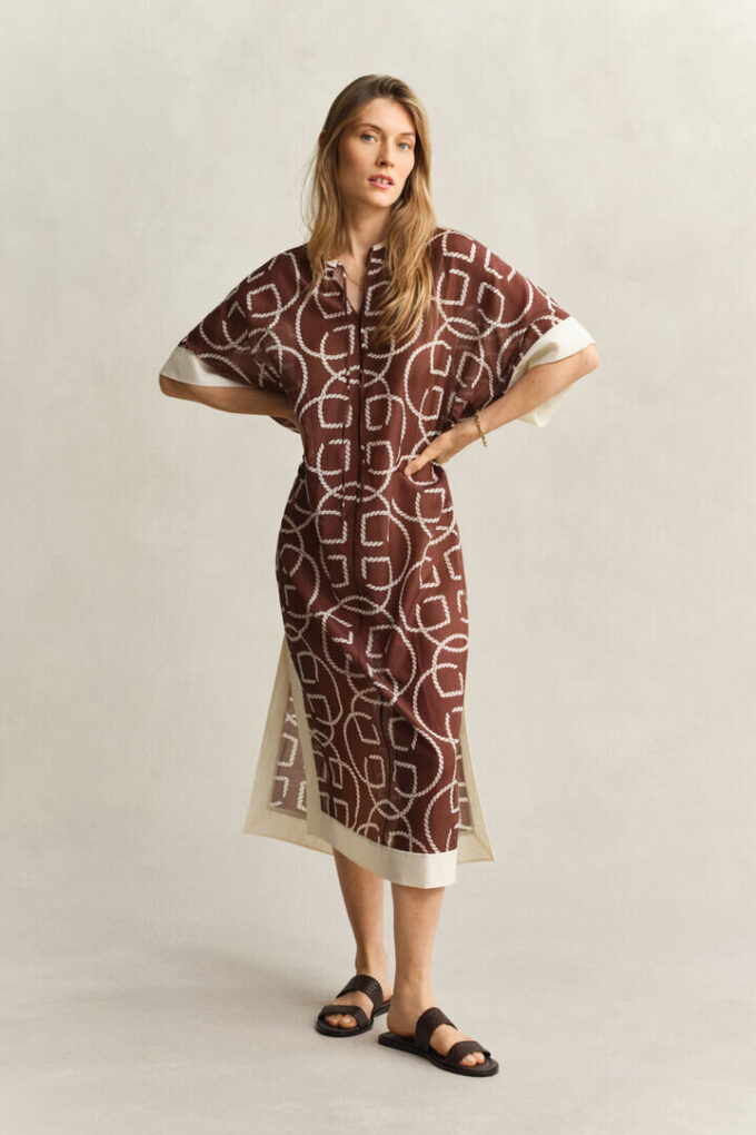 Monogram Cotton Silk Caftan Monogram Cotton Silk Caftan