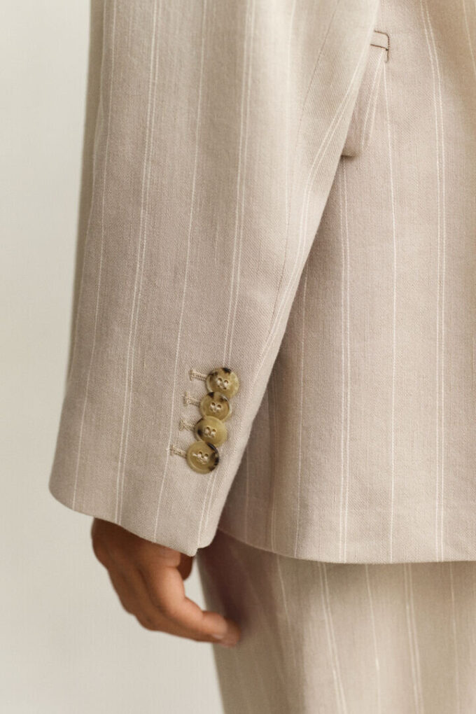 Pinstriped Linen Blend Blazer Pinstriped Linen Blend Blazer