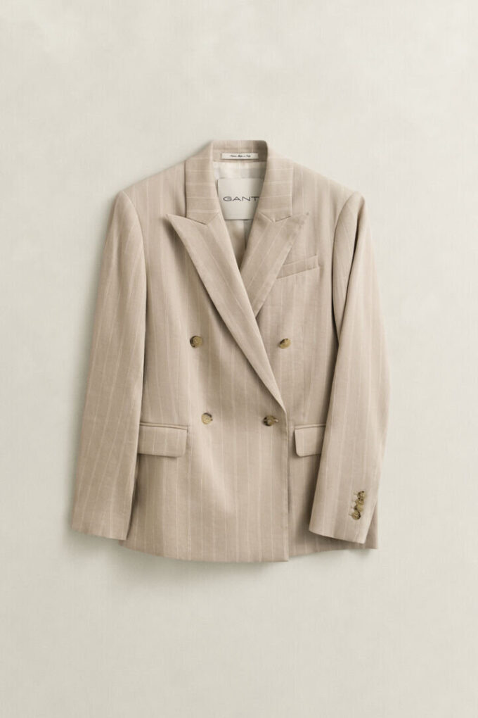 Pinstriped Linen Blend Blazer Pinstriped Linen Blend Blazer