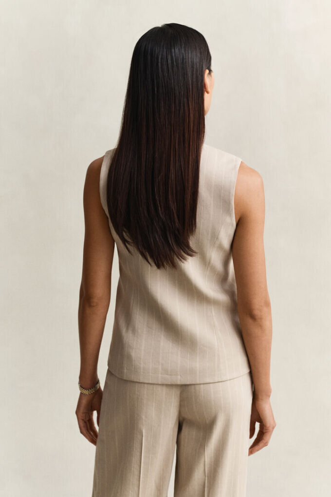 Pinstriped Linen Blend Vest Pinstriped Linen Blend Vest