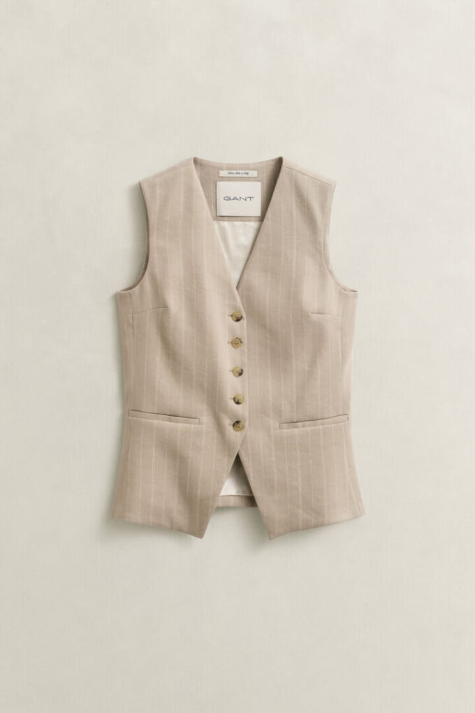 Pinstriped Linen Blend Vest Pinstriped Linen Blend Vest
