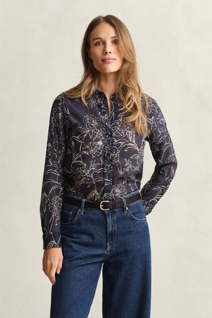 Regular Fit Floral Print Cotton Silk Shirt Regular Fit Floral Print Cotton Silk Shirt