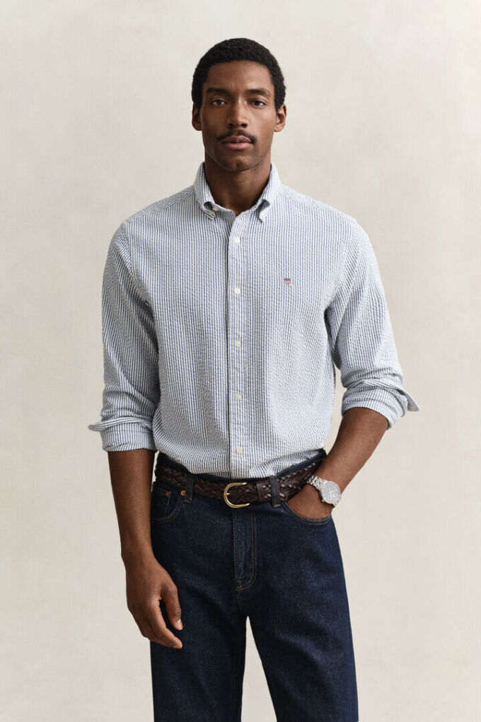 Regular Fit Striped Seersucker Shirt Regular Fit Striped Seersucker Shirt
