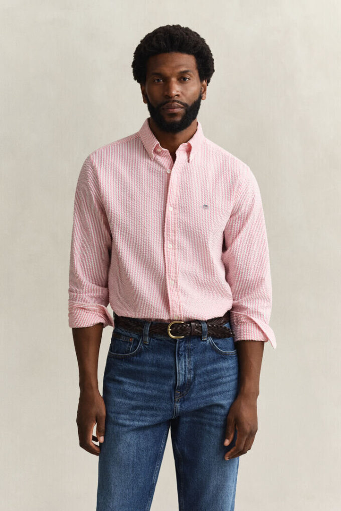 Regular Fit Striped Seersucker Shirt Regular Fit Striped Seersucker Shirt