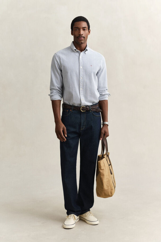 Regular Fit Striped Seersucker Shirt Regular Fit Striped Seersucker Shirt
