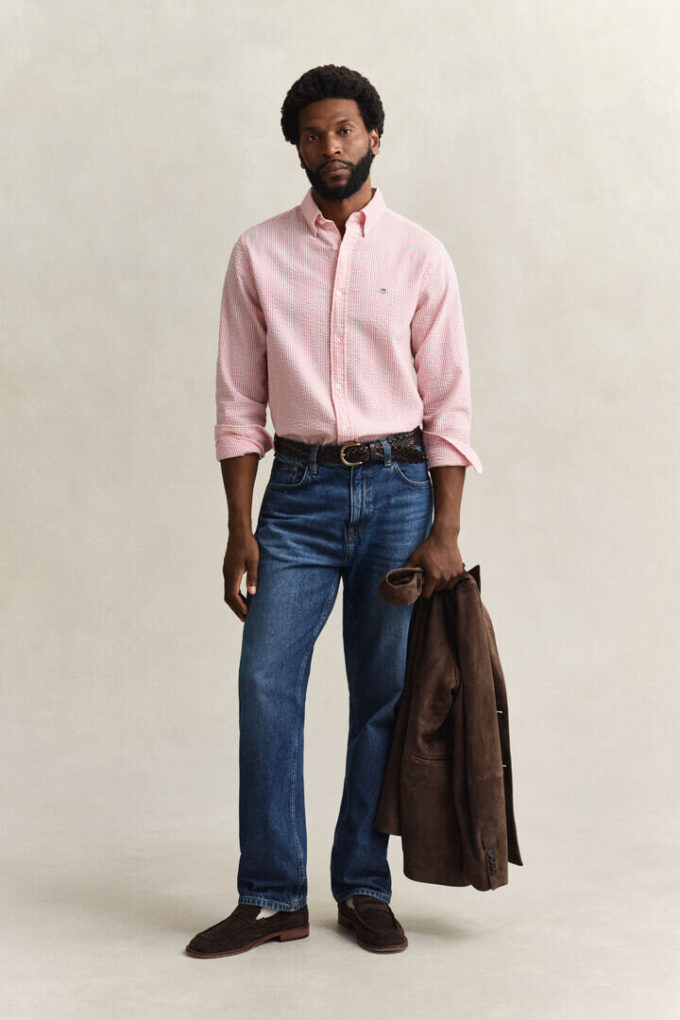 Regular Fit Striped Seersucker Shirt Regular Fit Striped Seersucker Shirt