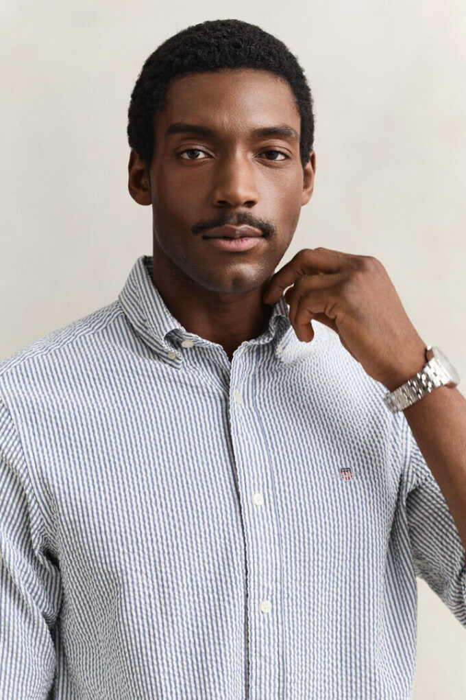 Regular Fit Striped Seersucker Shirt Regular Fit Striped Seersucker Shirt