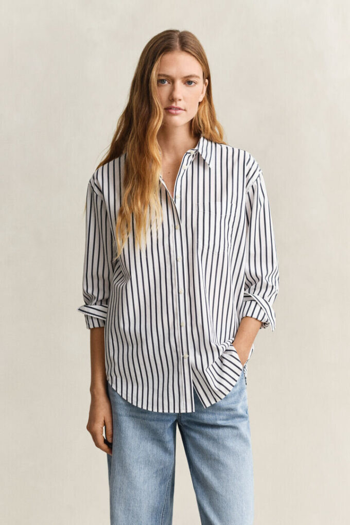 Relaxed Fit Classic Striped Poplin Shirt Relaxed Fit Classic Striped Poplin Shirt