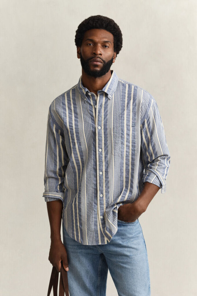Relaxed Fit Striped Seersucker Shirt Relaxed Fit Striped Seersucker Shirt