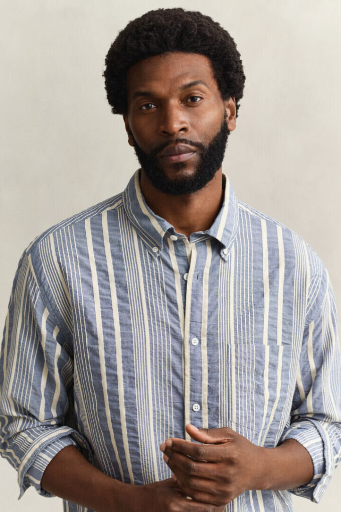 Relaxed Fit Striped Seersucker Shirt Relaxed Fit Striped Seersucker Shirt