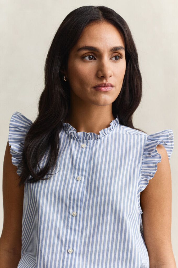 Ruffled Striped Cotton Blouse Ruffled Striped Cotton Blouse