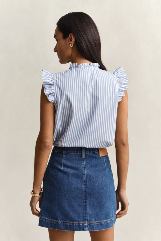Ruffled Striped Cotton Blouse Ruffled Striped Cotton Blouse