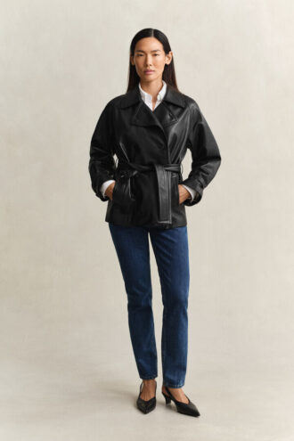 Short Leather Trench Coat Short Leather Trench Coat