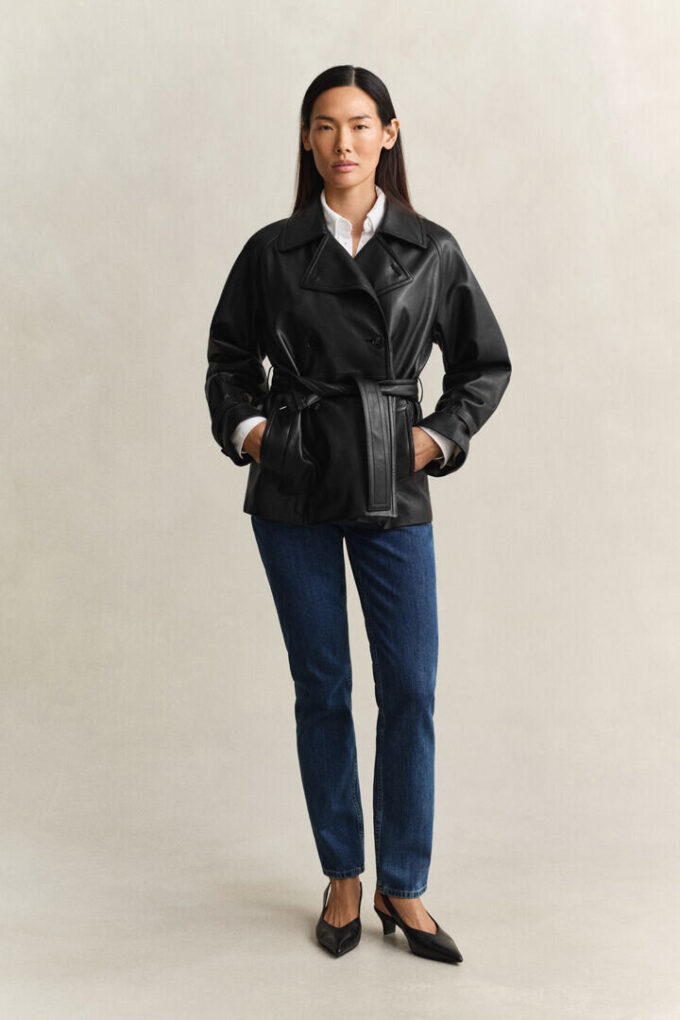 Short Leather Trench Coat Short Leather Trench Coat