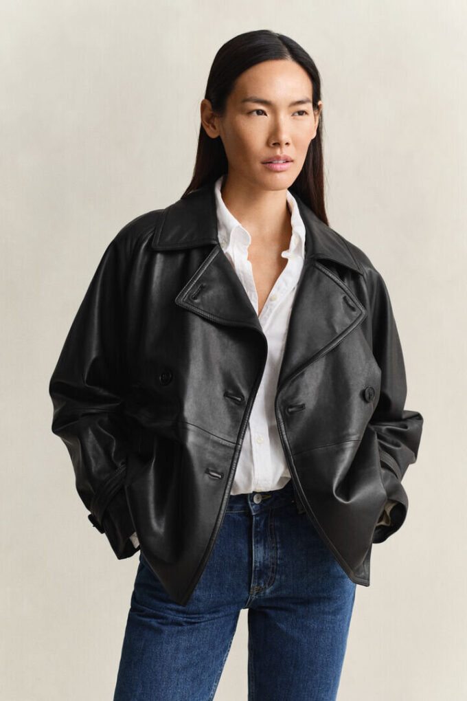 Short Leather Trench Coat Short Leather Trench Coat