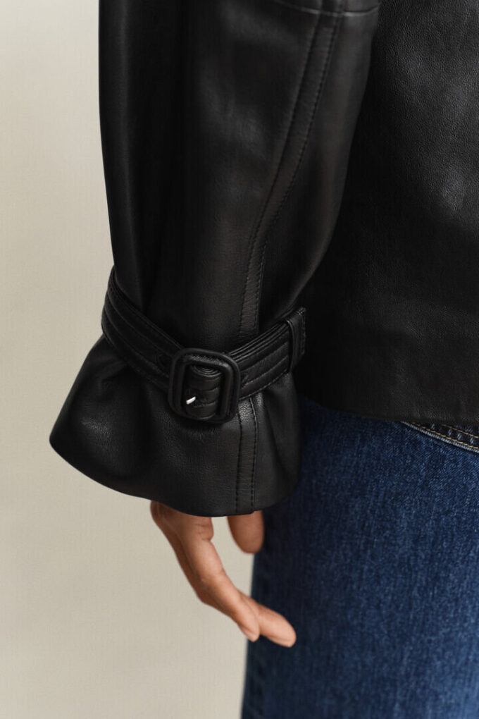 Short Leather Trench Coat Short Leather Trench Coat