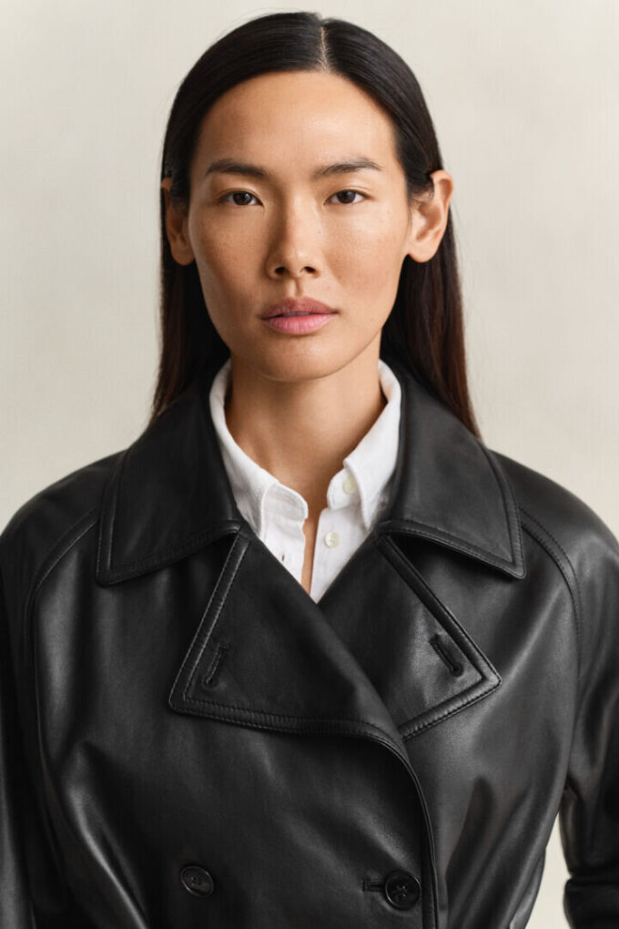 Short Leather Trench Coat Short Leather Trench Coat