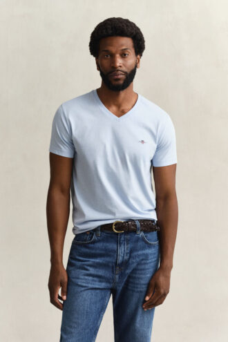 Slim Fit Shield V-Neck T-Shirt