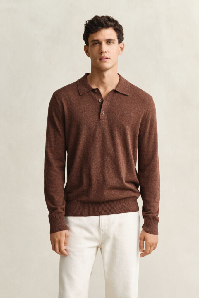 Slub Cotton Blend Polo Sweater Slub Cotton Blend Polo Sweater