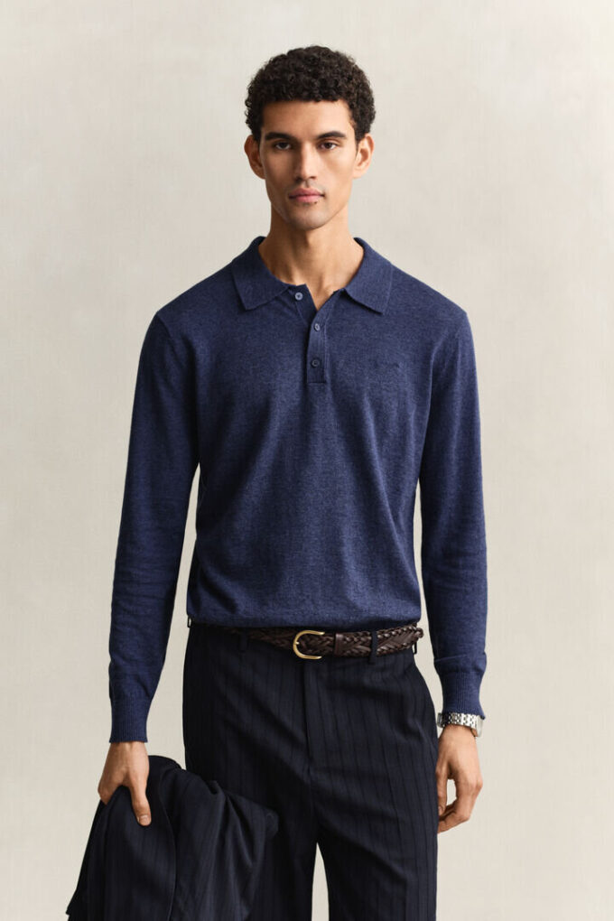 Slub Cotton Blend Polo Sweater Slub Cotton Blend Polo Sweater