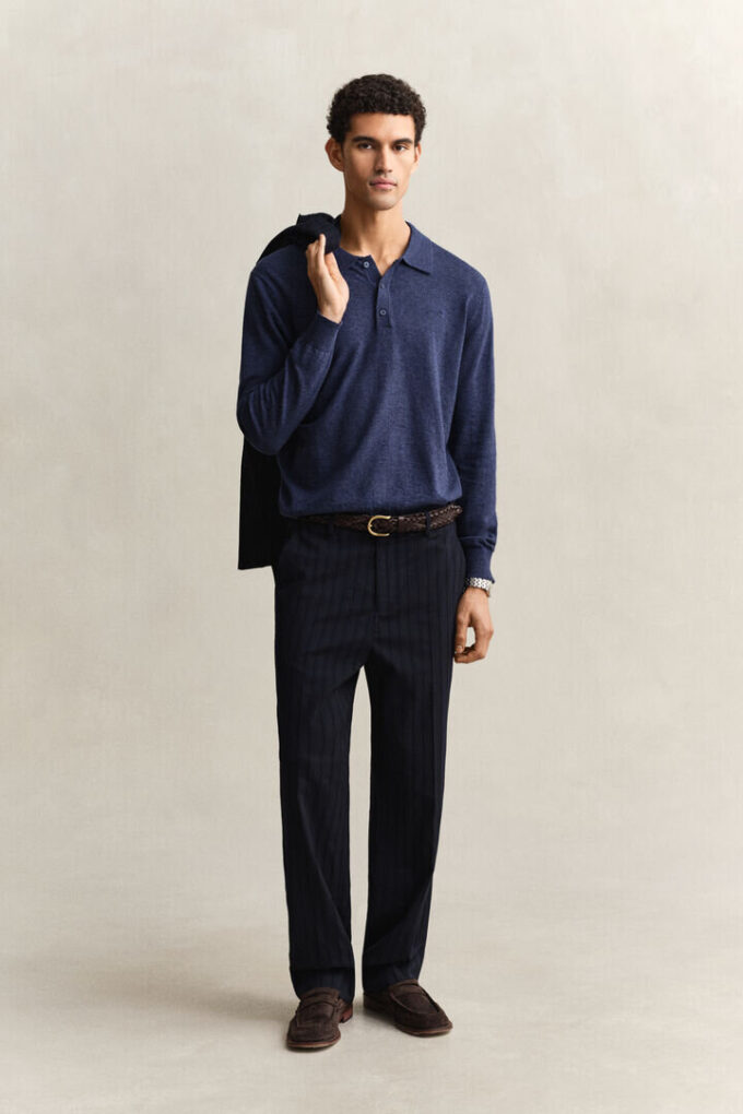 Slub Cotton Blend Polo Sweater Slub Cotton Blend Polo Sweater