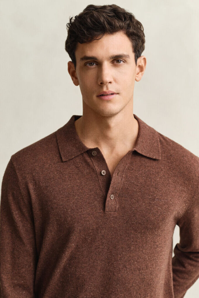 Slub Cotton Blend Polo Sweater Slub Cotton Blend Polo Sweater