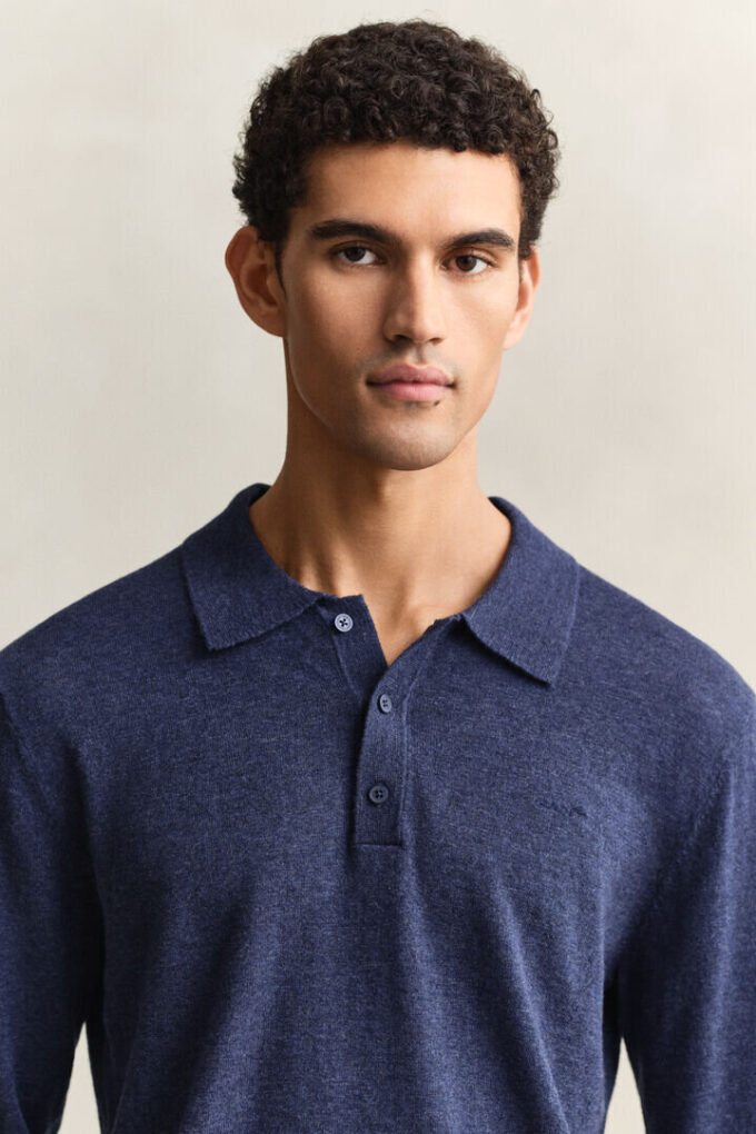 Slub Cotton Blend Polo Sweater Slub Cotton Blend Polo Sweater