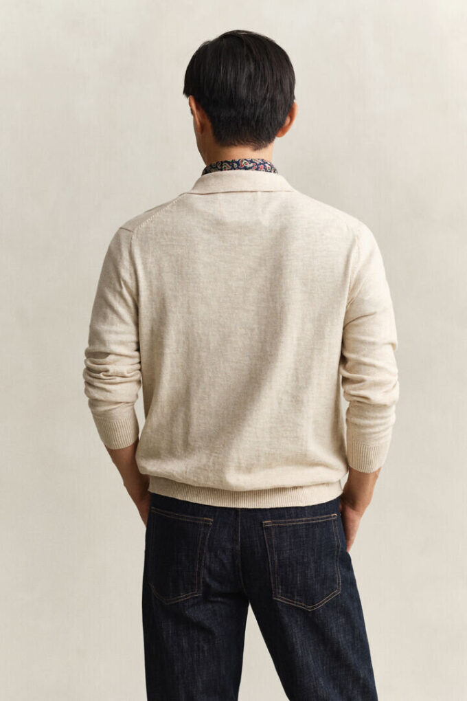 Slub Cotton Blend Polo Sweater Slub Cotton Blend Polo Sweater