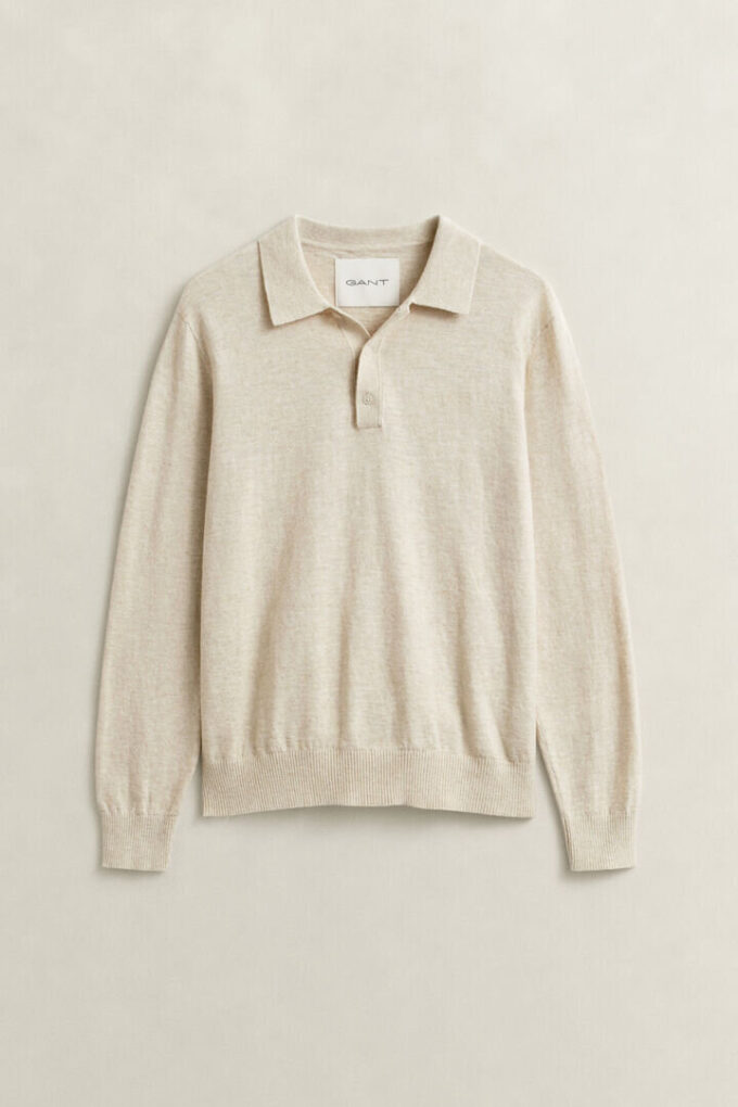 Slub Cotton Blend Polo Sweater Slub Cotton Blend Polo Sweater