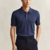 Slub Cotton Blend Short Sleeve Polo Sweater Slub Cotton Blend Short Sleeve Polo Sweater