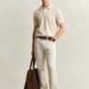 Slub Cotton Blend Short Sleeve Polo Sweater Slub Cotton Blend Short Sleeve Polo Sweater