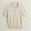 Slub Cotton Blend Short Sleeve Polo Sweater Slub Cotton Blend Short Sleeve Polo Sweater