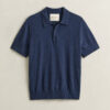 Slub Cotton Blend Short Sleeve Polo Sweater Slub Cotton Blend Short Sleeve Polo Sweater